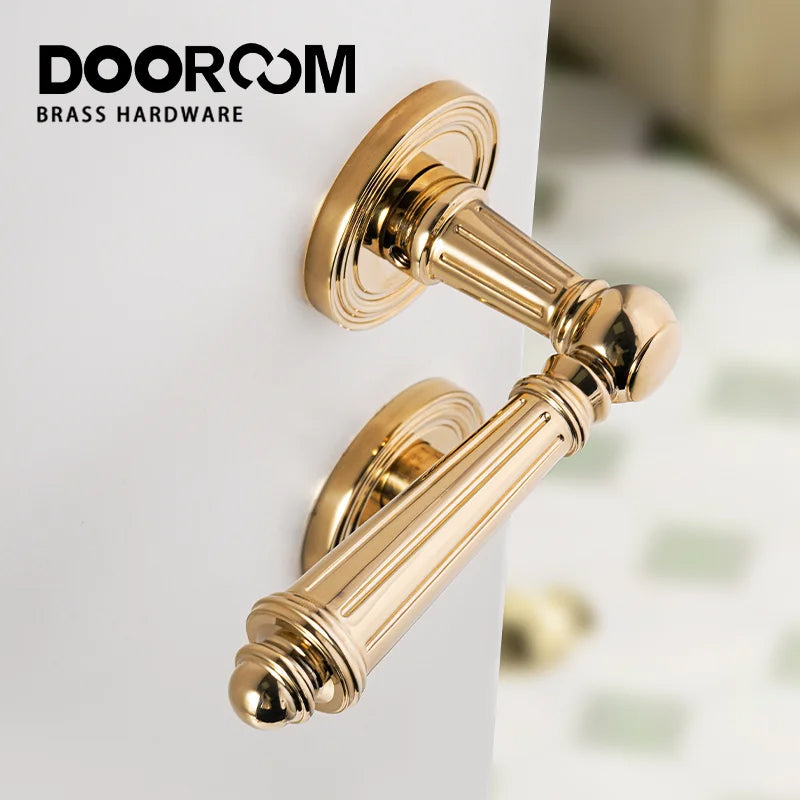 Dooroom Brass Door Lever Set Bright Silver French Retro Bedroom Gold Chrome New Classic Solid Wood Interior Lock Set Dummy Lock DOOROOM