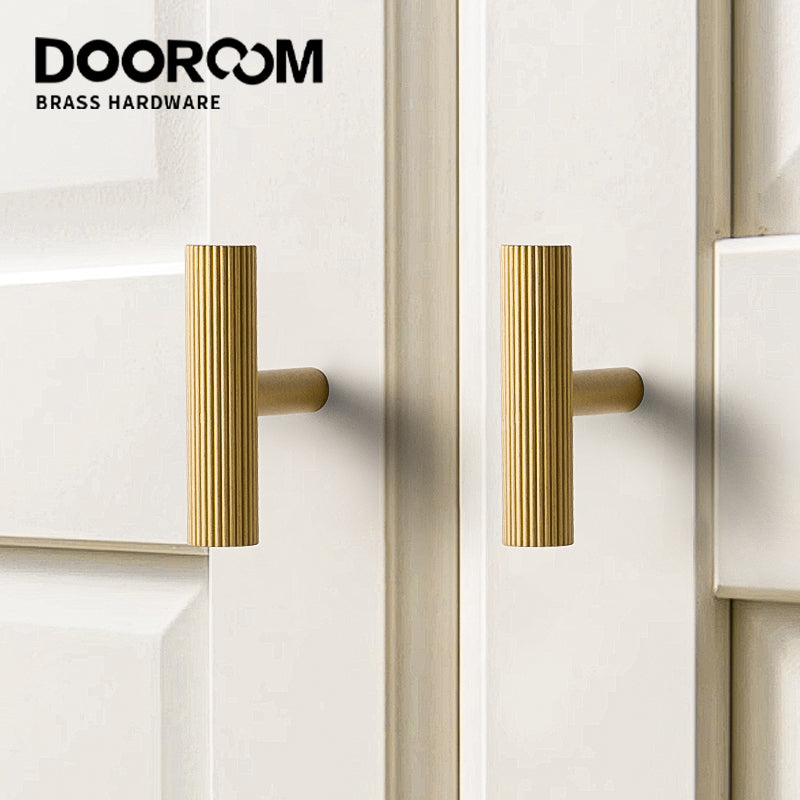 Dooroom Brass Linear Stripe Furniture Handles Antique Brass Cupboard Wardrobe Dresser Shoe Box Drawer Cabinet T-bar Pulls DOOROOM