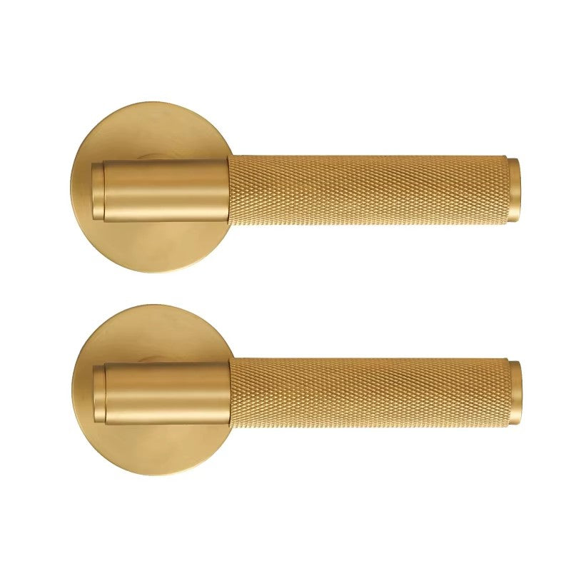 Dooroom Brass Door Lever Set Knurled Privacy Passage Dummy Thumbturn Lock Handle Set Knurled Hardware DOOROOM