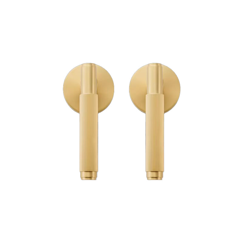 Dooroom US Standard for 2-1/8" Hole Brass Privacy Passage Lock Set Stripe Lever Round Panel  Interior Door Closet Dummy Handle DOOROOM