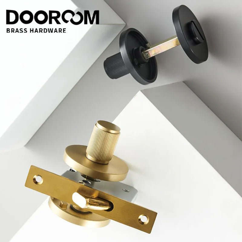 Dooroom Brass Soliding knob BK One Word Emergency Sliding Door Lock Copper Wire Black Bathroom Sliding Door Lock copper DOOROOM