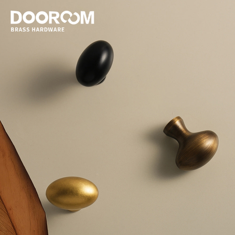 Dooroom Brass Egg Furniture Handles Wardrobe Dresser Cupboard Cabinet Door Drawer Shoe Box Pulls Pastoral Mediterranean Knobs DOOROOM