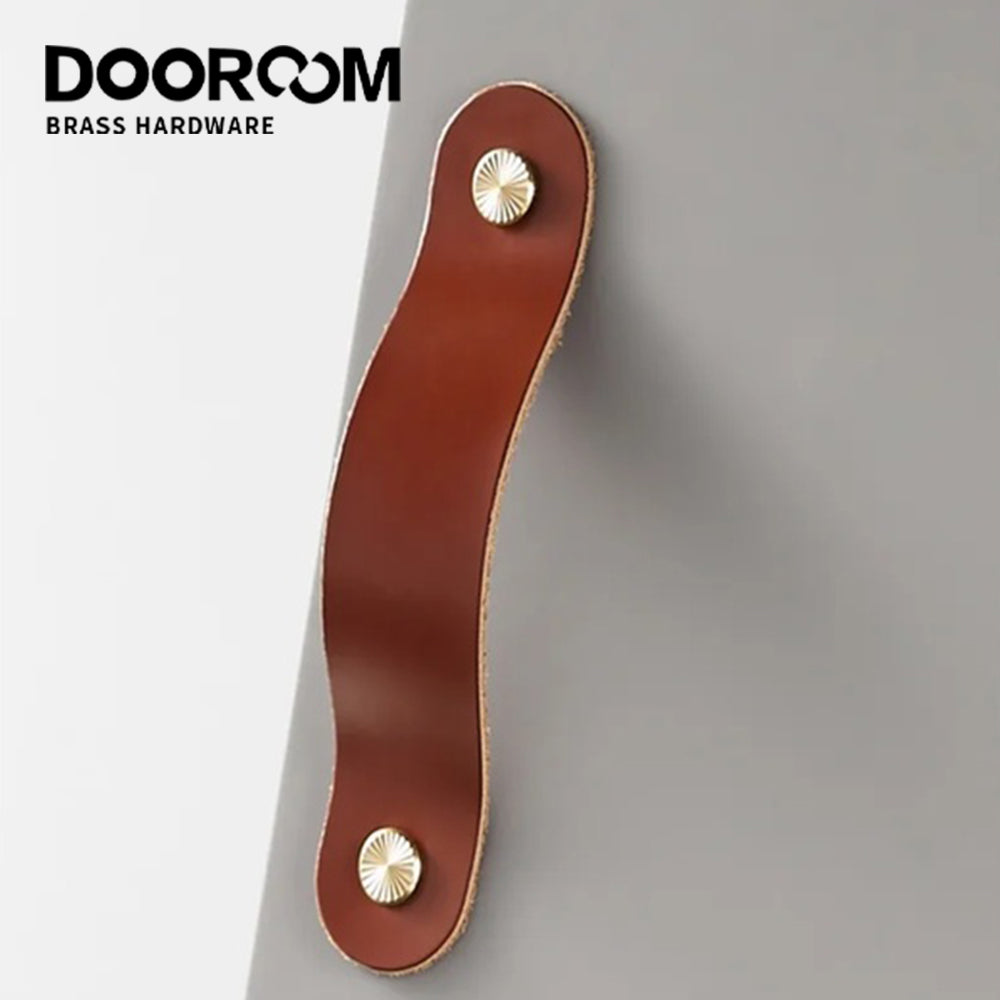 Dooroom Brass Furniture Handles Red Cow Leather Nordic DOOROOM