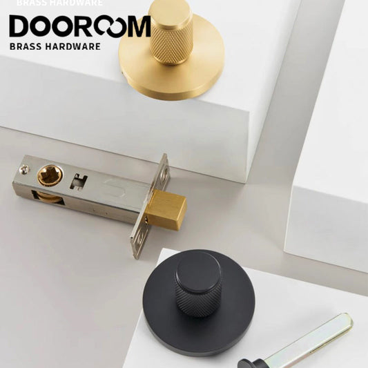 Dooroom Solid Brass Copper knob BK One Word Emergency Sliding Door Lock Copper Wire Black Bathroom Sliding Door Lock Copper DOOROOM