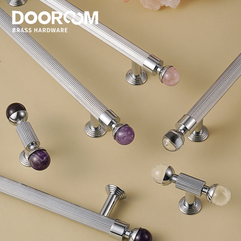 Dooroom Brass Furniture Handles Golden Cupboard Closet Cabinet Pulls T-Bar Acrylic Kitchen Modern Wardrobe Drawer Door Knobs DOOROOM