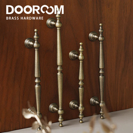 Dooroom Bronze Solid Antique Brass Cabinet Handles Wardrobe Pull Cupboard Door Knob Kitchen Accessories Retro Furniture Hardware DOOROOM