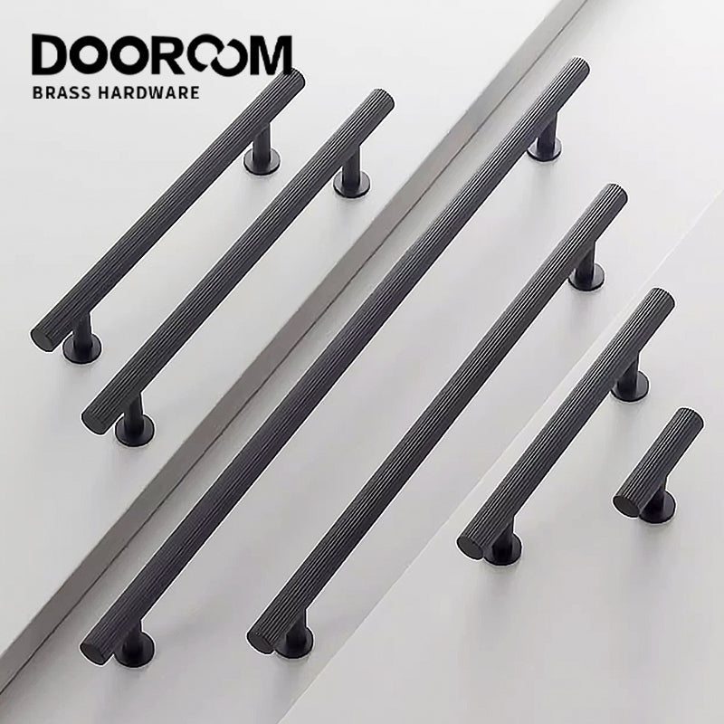 Dooroom Brass Linear Stripe Furniture Handles Antique Brass Cupboard Wardrobe Dresser Shoe Box Drawer Cabinet T-bar Pulls DOOROOM