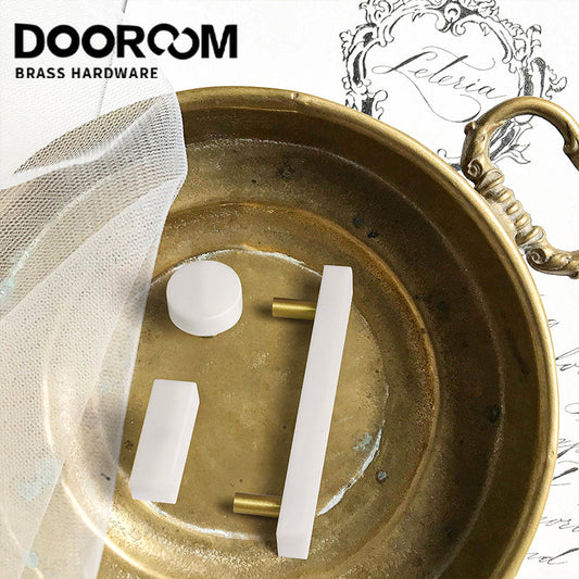 Dooroom Brass Marble Crystal Stone Furniture Handles White Green Long Round Pulls Cupboard Wardrobe Dresser Drawer Cabinet Knobs DOOROOM