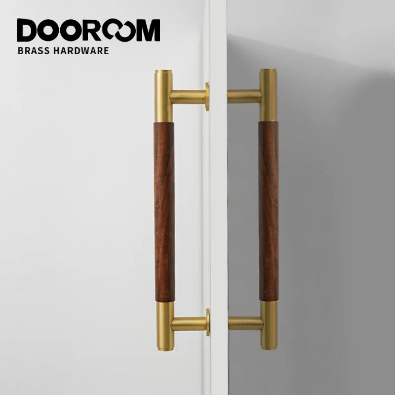 Dooroom Antique Brass Door Double Single Sided Stripe Linear Pull Bar Walnut Wood Gate Glass Door Shower Room Handles DOOROOM