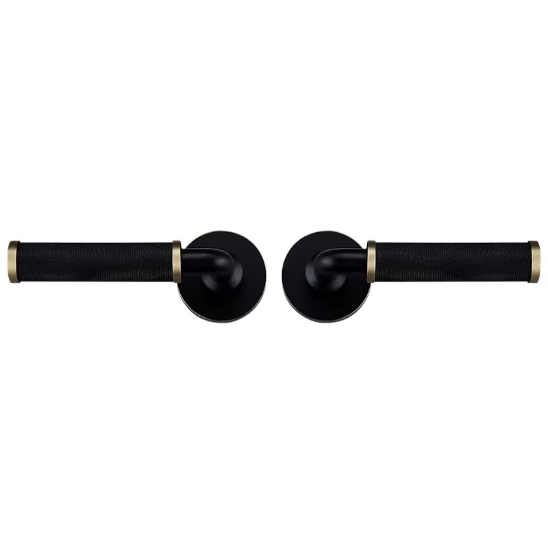 Dooroom Brass Knurled Door Lock Set Modern Interior Bedroom Bathroom Double Wood Door Lever Set Dummy Knob Privacy Passage Locks DOOROOM