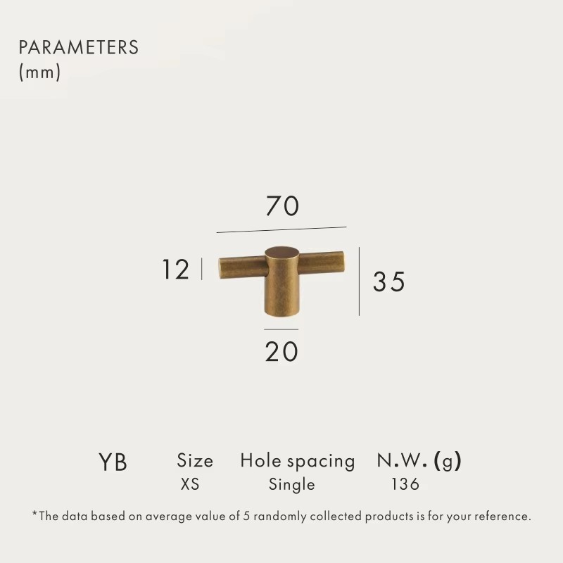 Dooroom Brass Furniture Handles Modern Yellow Bronze Cupboard Wardrobe Dresser Shoe Box Drawer Cabinet Knobs T-Bar DOOROOM