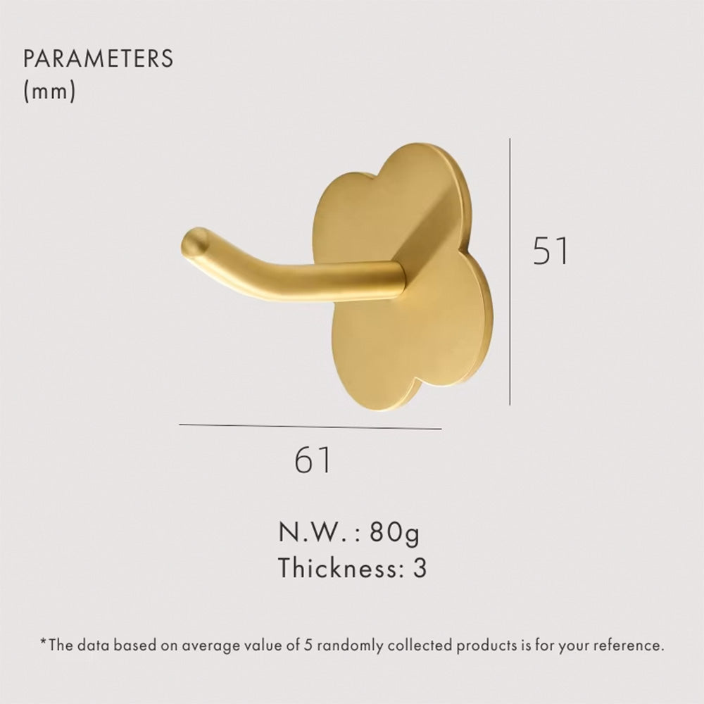 Doodoom Brass Punch Free Bearing Hooks Bathroom Indoor Kitchen Hallway Wall Clothes Hooks Wall Hangers Row Hooks Nordic DOOROOM