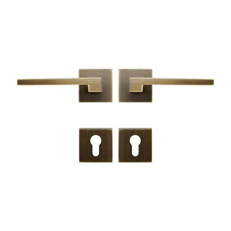 Dooroom Brass Door Lever American Nordic Modern Solid Wood Interior Door Lock Bedroom Split Mechanical Set Handle Black Square DOOROOM