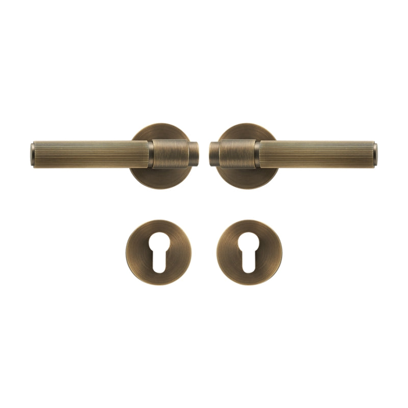 Dooroom Brass Door Lock Set Modern Stripe Shiny Gold Interior Bedroom Bathroom Double Wood Door Lever Dummy Privacy Passage DOOROOM