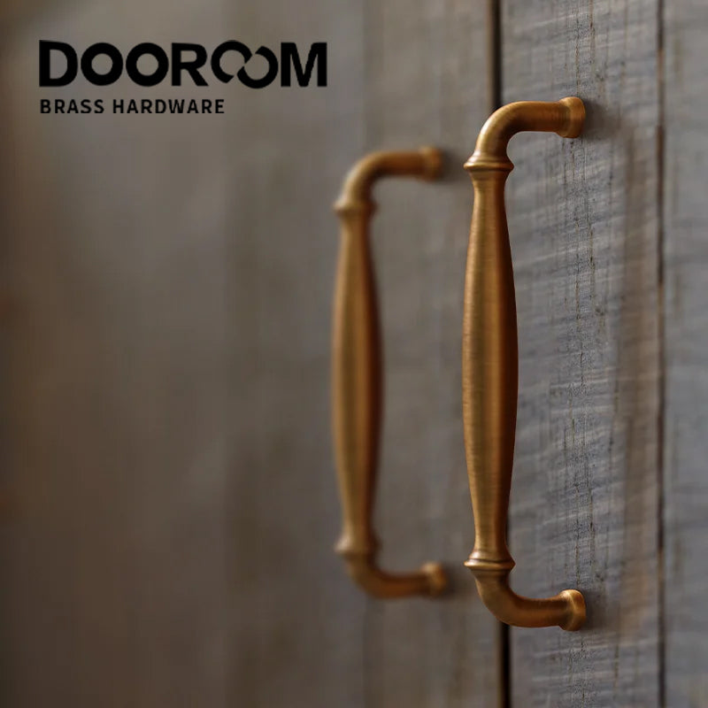 Dooroom Brass Furniture Handles Retro Antique Bronze Kitchen Cabinet Drawer Knob Modern Drawer Pull Handle Hardware Accessoires DOOROOM