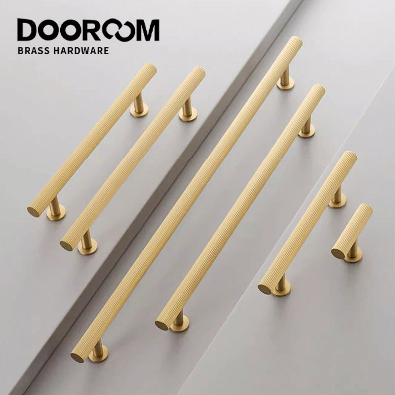 Dooroom Brass Linear Stripe Furniture Handles Antique Brass Cupboard Wardrobe Dresser Shoe Box Drawer Cabinet T-bar Pulls DOOROOM