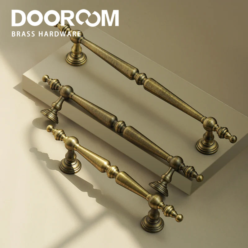 Dooroom Bronze Solid Antique Brass Cabinet Handles Wardrobe Pull Cupboard Door Knob Kitchen Accessories Retro Furniture Hardware DOOROOM