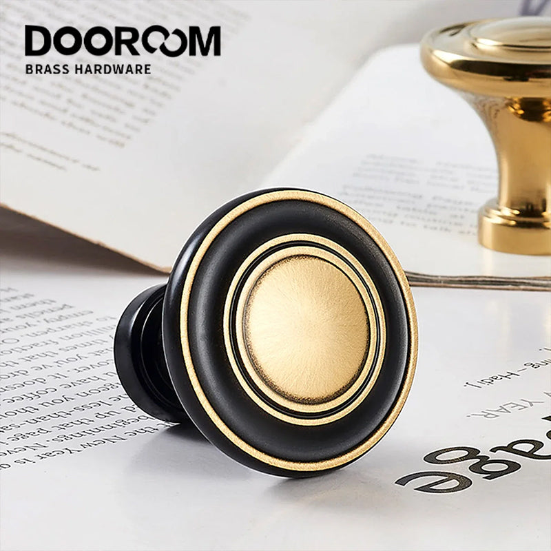 Dooroom Solid Brass Handle Simple Wardrobe Cabinet Round Drawer Knob European Mushroom Type Porcelain Bling Single Hole Handle DOOROOM
