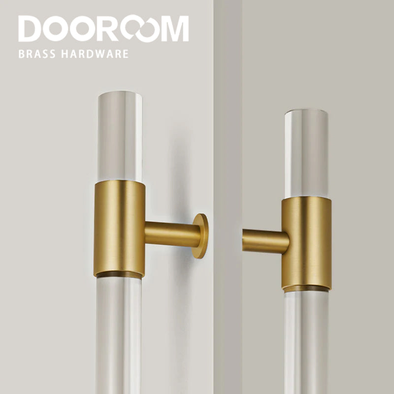 Dooroom Brass Acrylic Door Handles transparently Double Door Door Shower Room Single Side Double Side Matt Gold Pulls DOOROOM