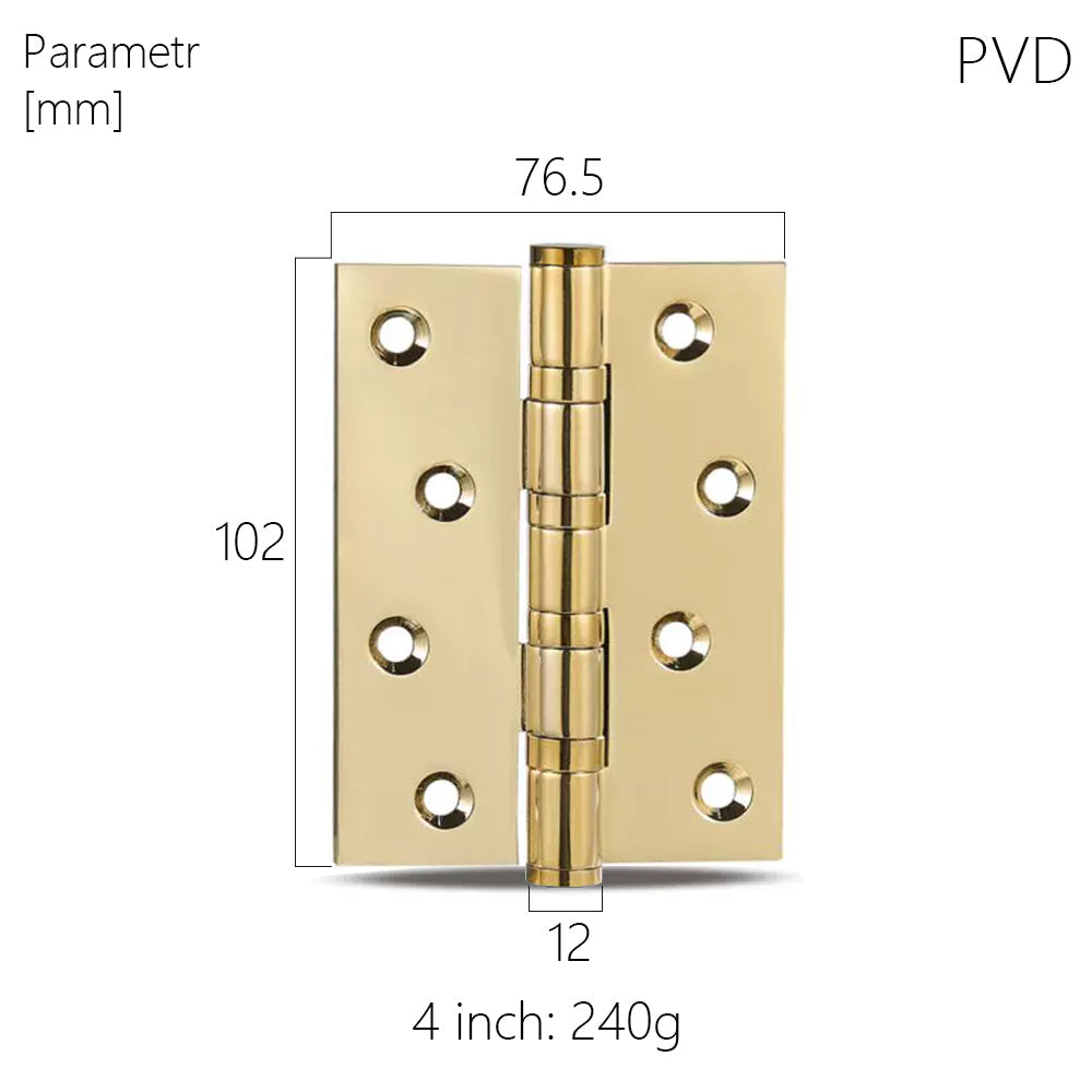 One Piece-Dooroom Brass Thick Bearing Hinges 4"x3"x3mm, 5"x3"x3mm Solid Wood Door American Black Gold Mute Hinges With Screws DOOROOM