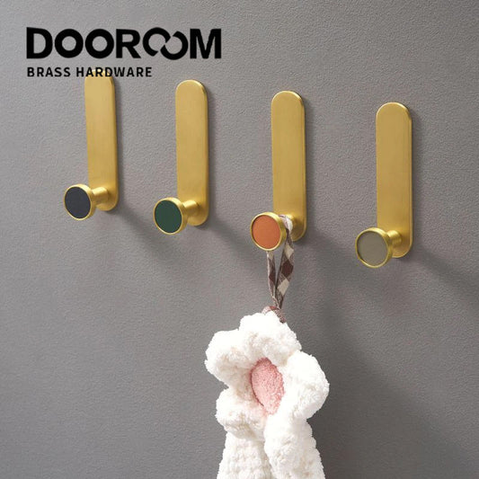 Dooroom Brass Real Leather Cabinet Handles Cupboard Door Pulls Bearing Hooks Bathroom Indoor Kitchen Hallway Wall Clothes Hook DOOROOM