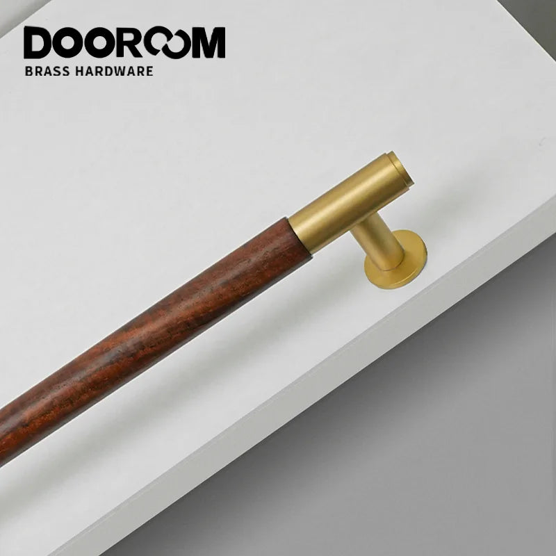 Dooroom Antique Brass Door Double Single Sided Stripe Linear Pull Bar Walnut Wood Gate Glass Door Shower Room Handles DOOROOM