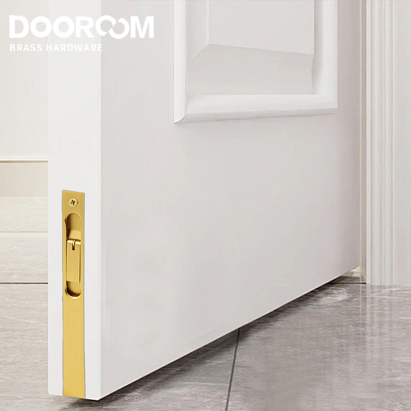 Dooroom New Brass Sliding Door Lock Set Handles American Push Pull Interior Living Room Bathroom Balcony Kitchen Security Slide DOOROOM
