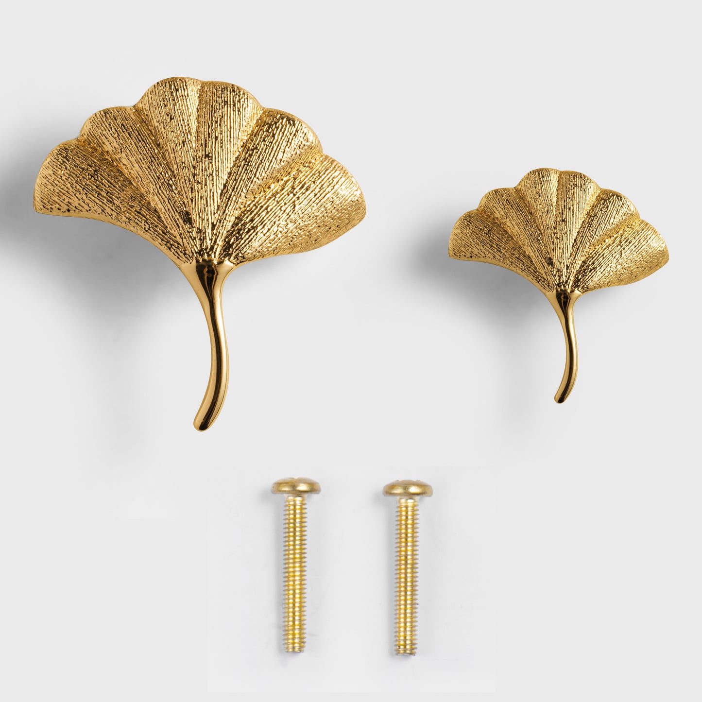 Set of 2 Ginkgo Leaf Brass Decorative Door Handles DOOROOM