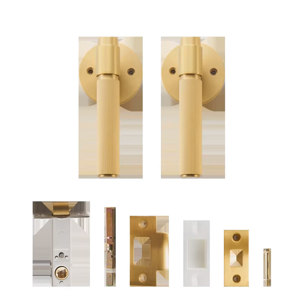 Dooroom US Standard for 2-1/8" Brass Privacy Passage Stripe Door Lock Set Gold Black Antique Bronze Optional Round Panel DOOROOM