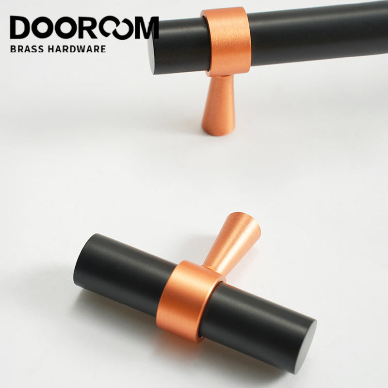 Dooroom Brass Furniture Handles Modern Copper Black Pulls Cupboard Wardrobe Dresser Shoe Box Drawer Cabinet Handles Knobs DOOROOM