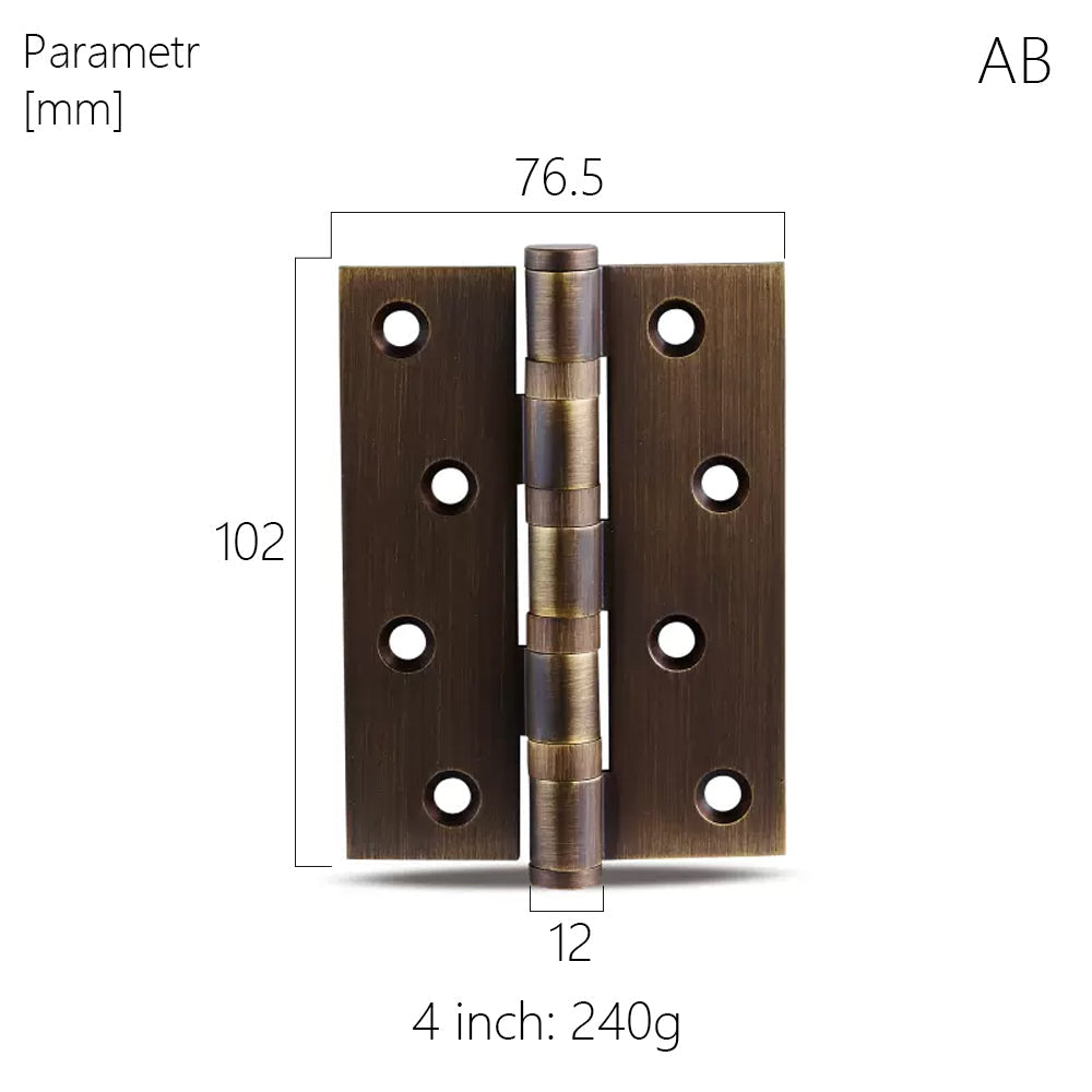 One Piece-Dooroom Brass Thick Bearing Hinges 4"x3"x3mm, 5"x3"x3mm Solid Wood Door American Black Gold Mute Hinges With Screws DOOROOM