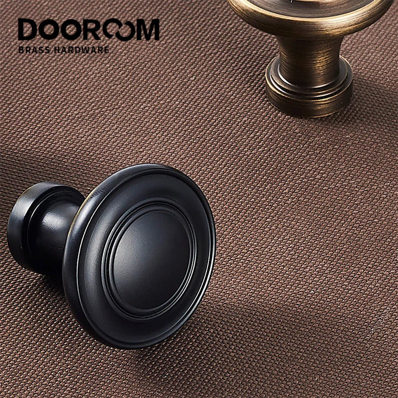 Dooroom Solid Brass Handle Simple Wardrobe Cabinet Round Drawer Knob European Mushroom Type Porcelain Bling Single Hole Handle DOOROOM