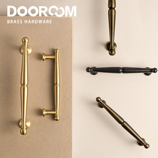 Dooroom Brass Furniture Handles Wardrobe Dresser Cupboard Cabinet Drawer Knob Black Bronze Gold American Pastoral European Pull DOOROOM