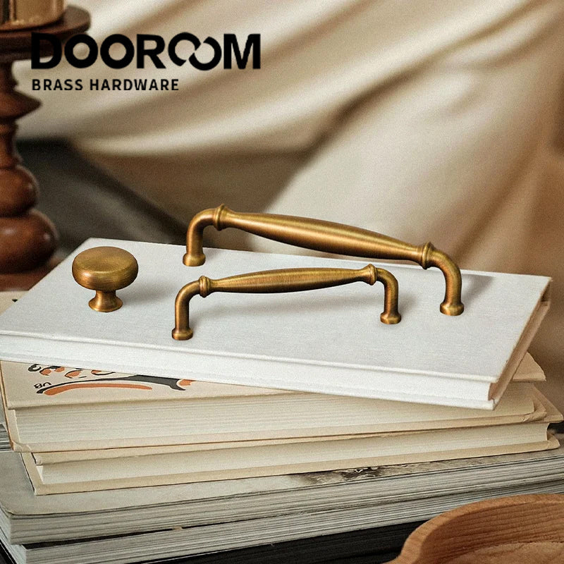 Dooroom Brass Furniture Handles Retro Antique Bronze Kitchen Cabinet Drawer Knob Modern Drawer Pull Handle Hardware Accessoires DOOROOM