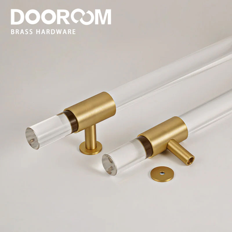 Dooroom Brass Acrylic Door Handles transparently Double Door Door Shower Room Single Side Double Side Matt Gold Pulls DOOROOM