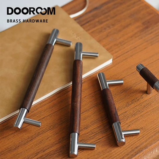 Dooroom Brass Furniture Handles Wood Wardrobe Cupboard T-bar Drawer Knob Kitchen Cabinet Drawer Gabinete Pull Modern Hardware DOOROOM