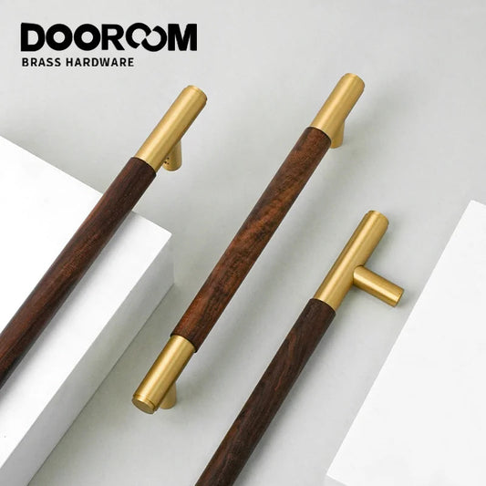 Dooroom Antique Brass Door Double Single Sided Stripe Linear Pull Bar Walnut Wood Gate Glass Door Shower Room Handles DOOROOM