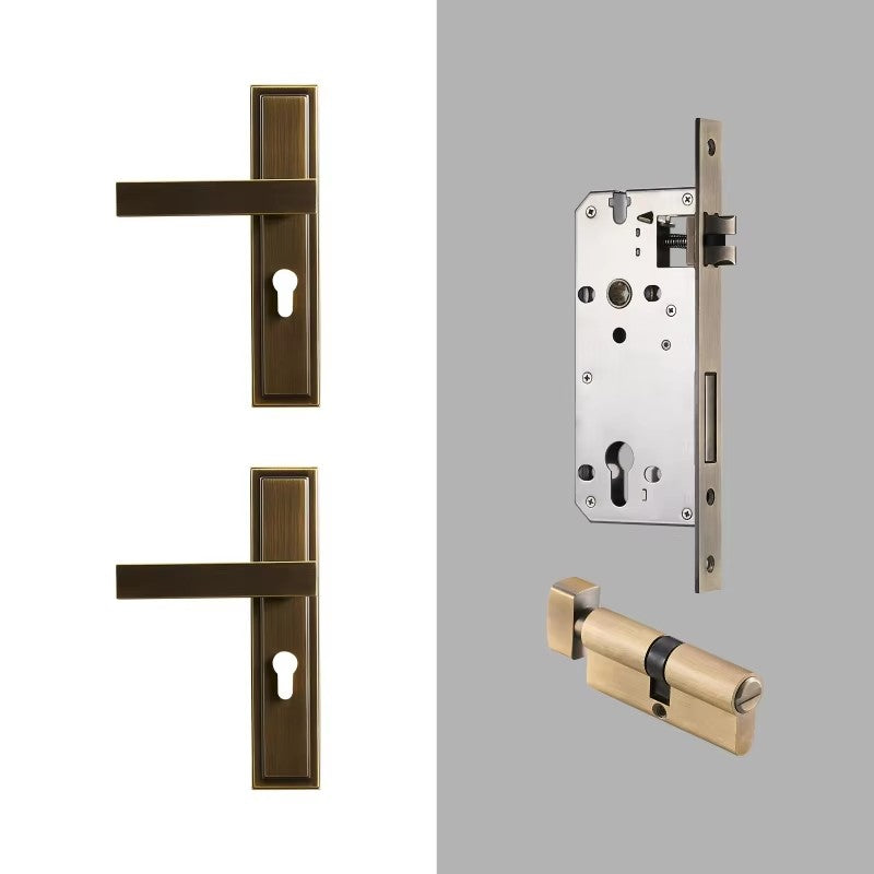 Dooroom Brass Door Lever Set Mute Italian American Interior Room Bedroom Bathroom  Double Open Wood Door Lock Dummy Handle Pull DOOROOM