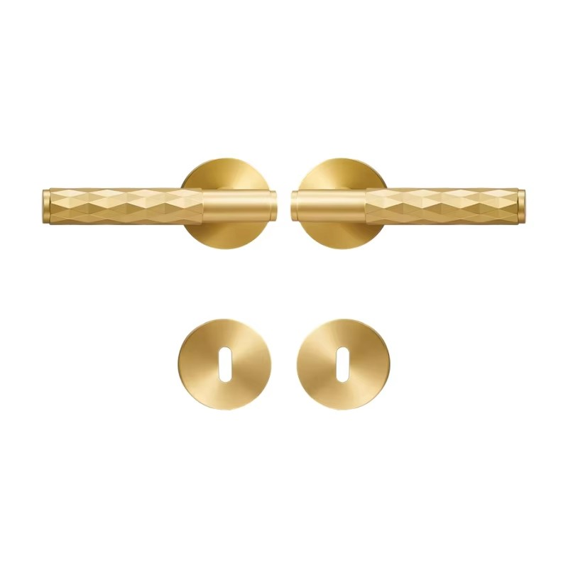 Dooroom Brass Hammered Door Lock Set Interior Bedroom Bathroom Double Wood Door Lever Set Dummy Privacy Passage Key Escutcheon DOOROOM