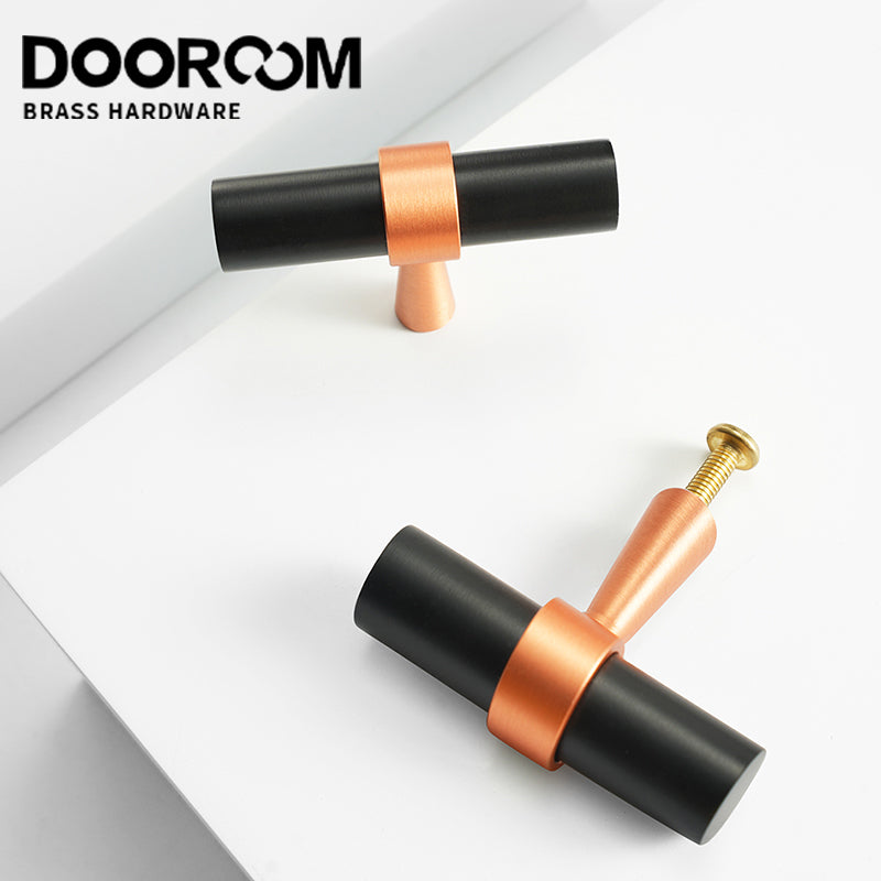 Dooroom Brass Furniture Handles Modern Copper Black Pulls Cupboard Wardrobe Dresser Shoe Box Drawer Cabinet Handles Knobs DOOROOM