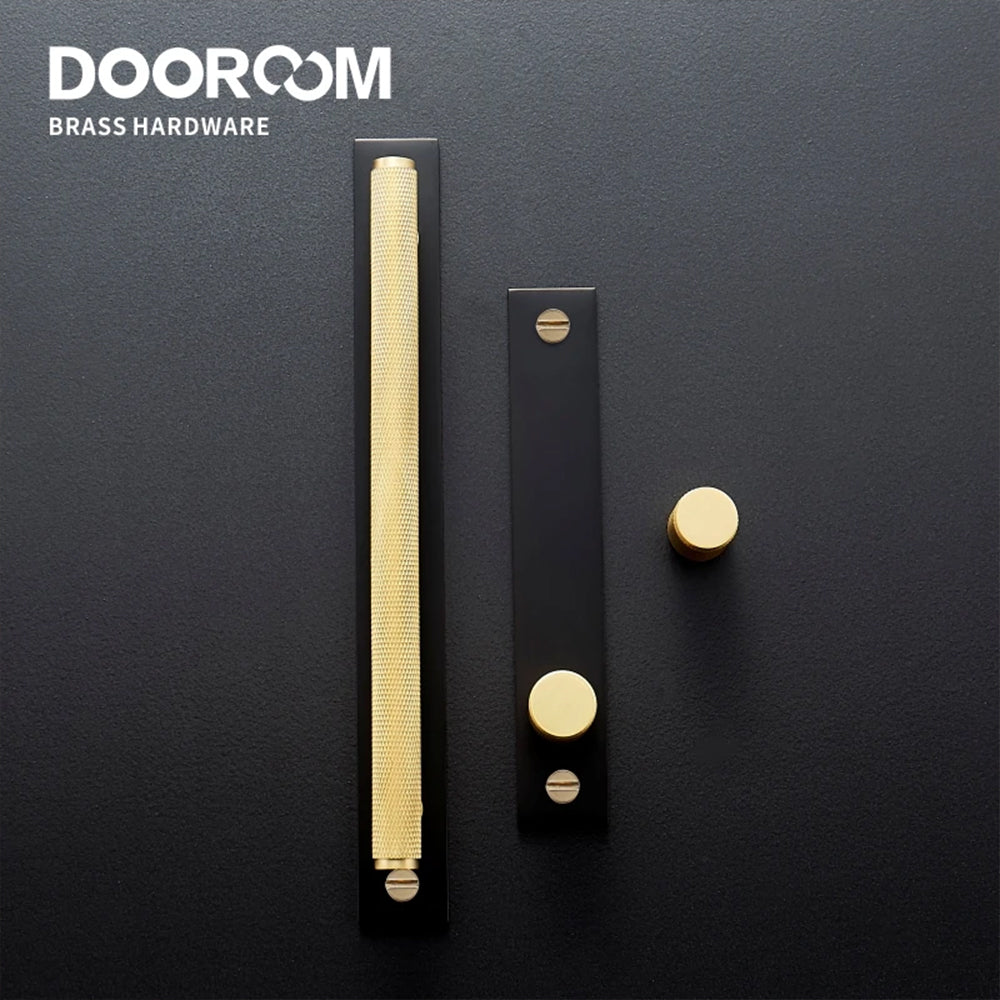 Dooroom Brass Furniture Knurled Unfold/Conceal Install Modern Gold Black Wardrobe Dresser Cupboard Cabinet Drawer Pulls  bar DOOROOM