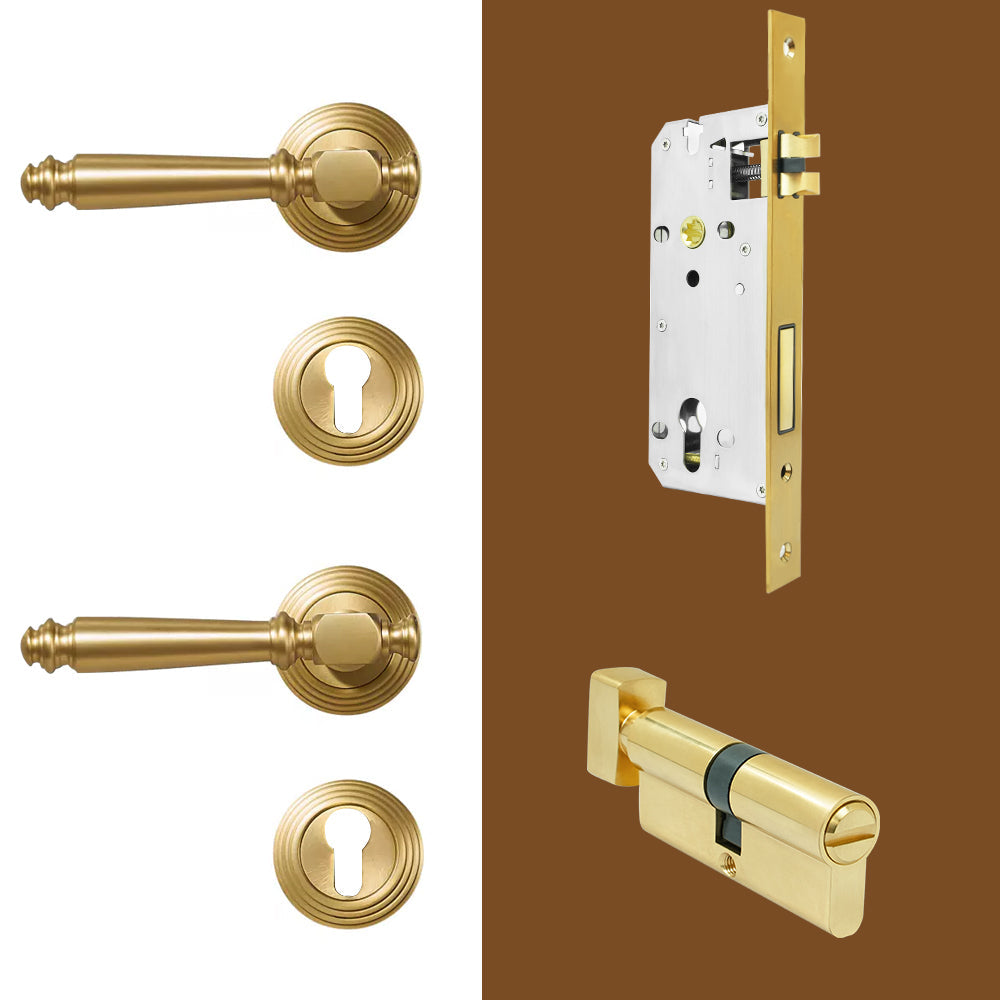 Dooroom Indoor Door Lock Brass Set Bedroom Bathroom Double Wood Door Lever Dummy Quiet Magnetic Suction Door Lock Household DOOROOM