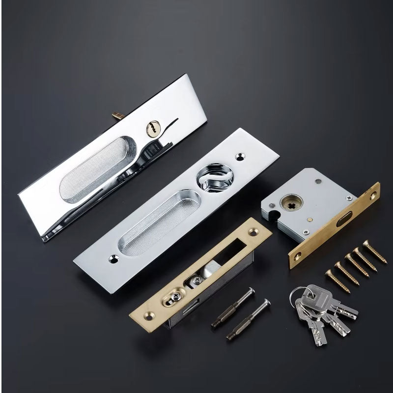 Dooroom Brass Sliding Door Lock Modern American Push Pull Hidden Handle Interior Living Room Bathroom Balcony Lockset With Keys DOOROOM