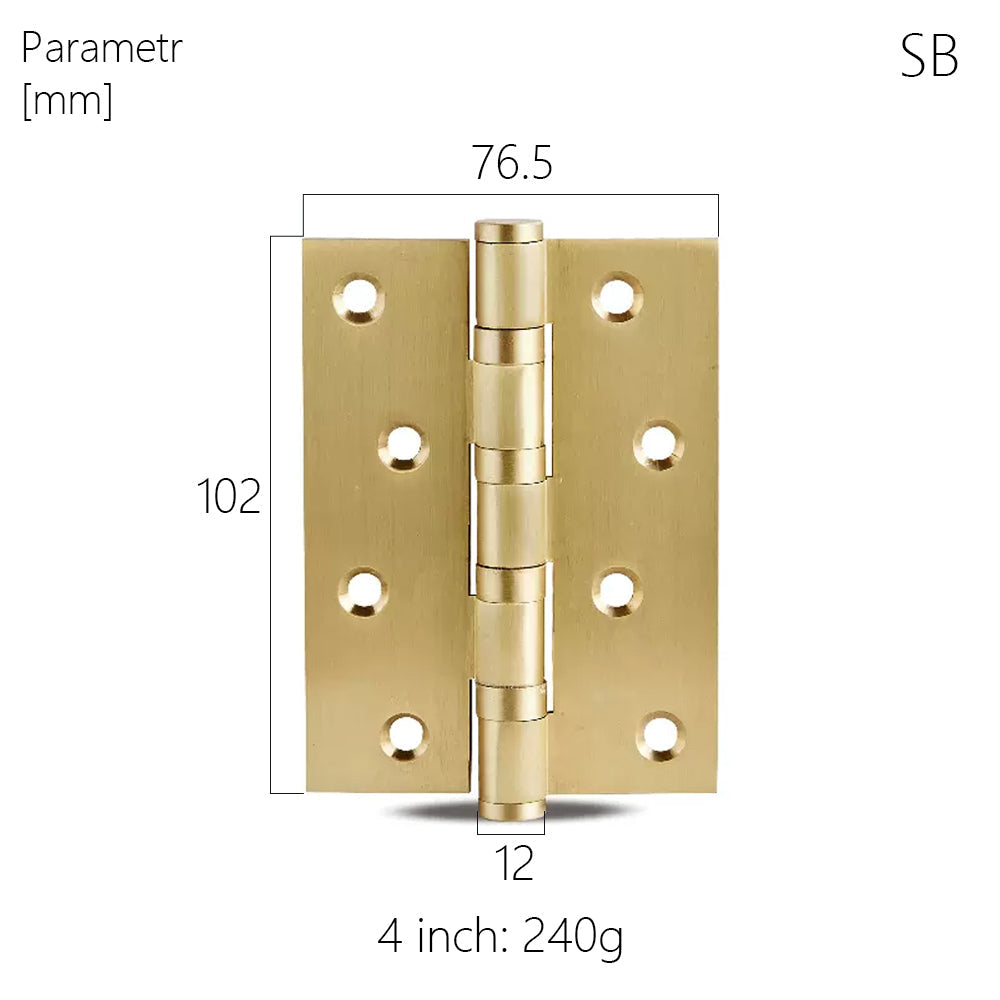 One Piece-Dooroom Brass Thick Bearing Hinges 4"x3"x3mm, 5"x3"x3mm Solid Wood Door American Black Gold Mute Hinges With Screws DOOROOM