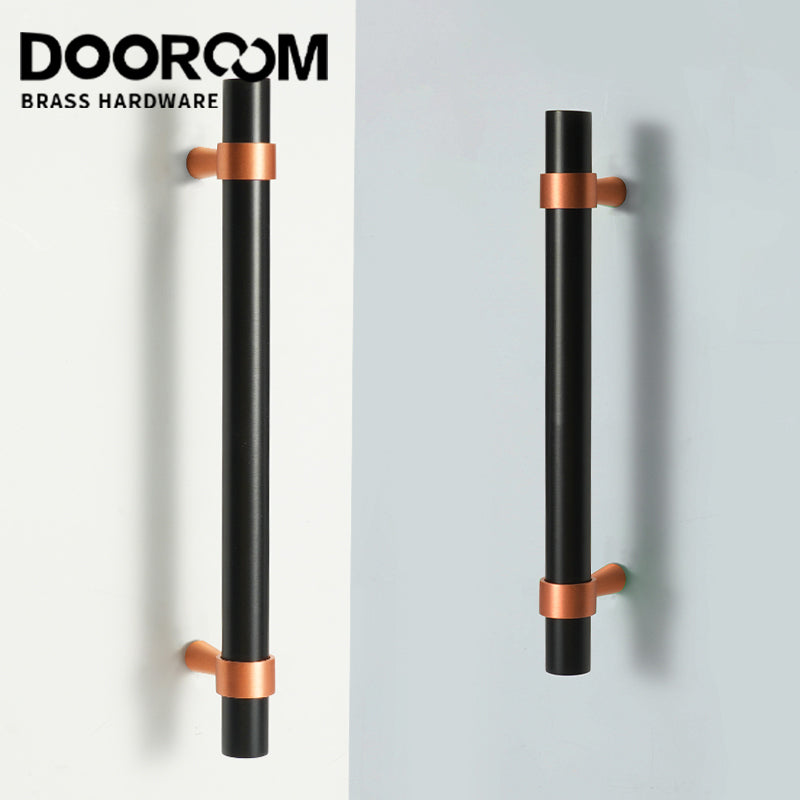 Dooroom Brass Furniture Handles Modern Copper Black Pulls Cupboard Wardrobe Dresser Shoe Box Drawer Cabinet Handles Knobs DOOROOM