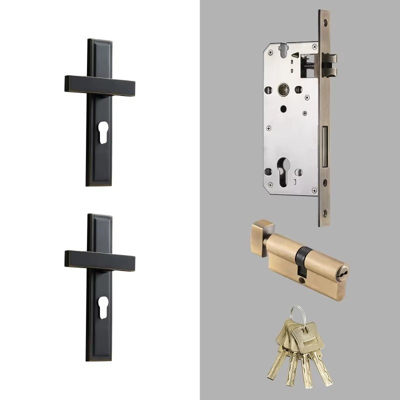 Dooroom Brass Door Lever Set Mute Italian American Interior Room Bedroom Bathroom  Double Open Wood Door Lock Dummy Handle Pull DOOROOM