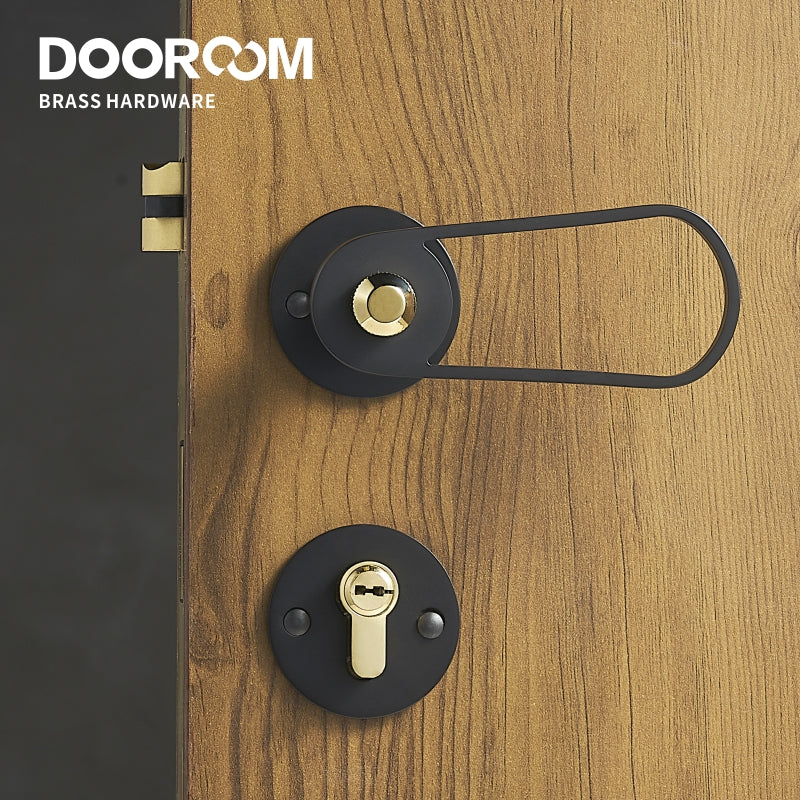 DOOROOM Brass Door Lever Value Magnetic Mute Black Gold Color Ultra Modern Designer Interior Door Lock Handle Brass DOOROOM