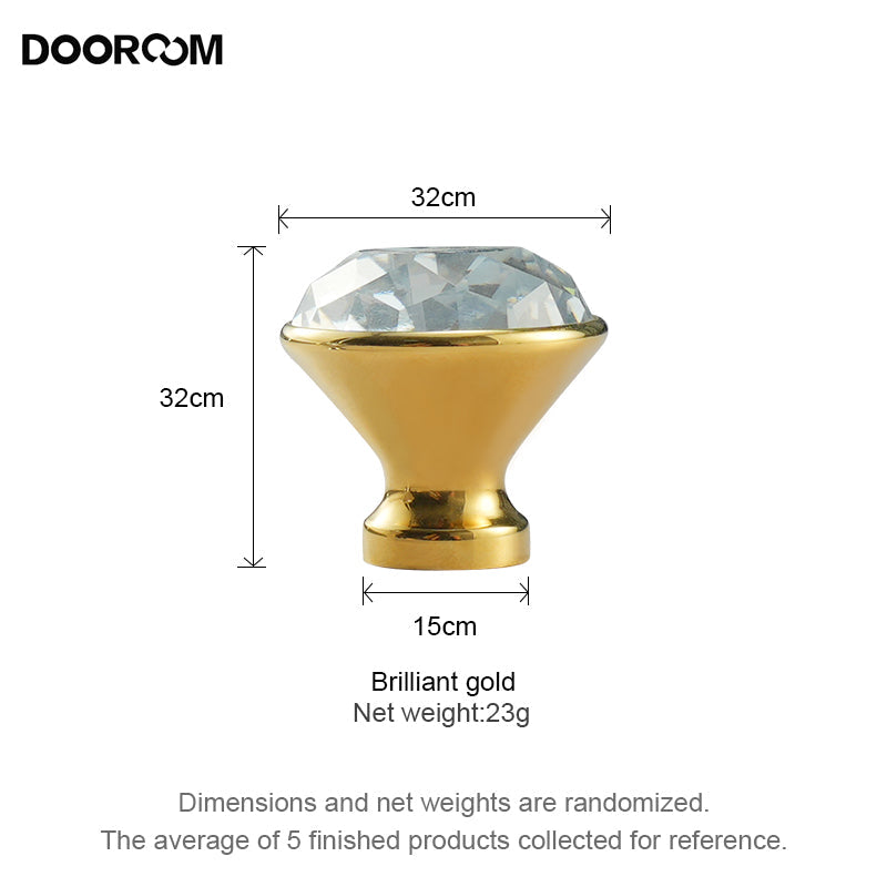 Dooroom Brass Furniture Handles Crystal Wardrobe Dresser Cupboard Cabinet Door Drawer Shoe Box Pulls European Light Luxury Knobs DOOROOM