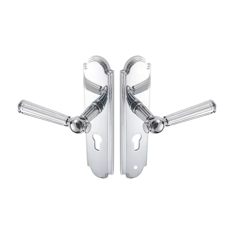 Dooroom Brass Door Lock Set Modern Shiny Chrome Interior Bedroom Bathroom Double Wood Door Lever Set Dummy Handle DOOROOM