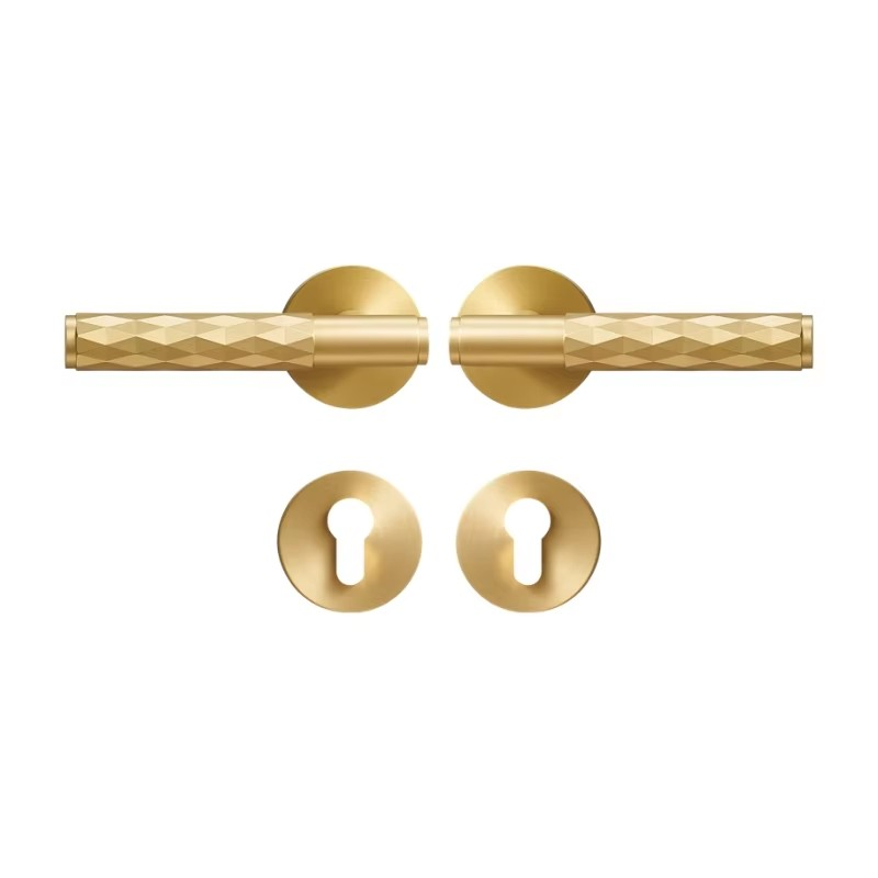 Dooroom Brass Hammered Door Lock Set Interior Bedroom Bathroom Double Wood Door Lever Set Dummy Privacy Passage Key Escutcheon DOOROOM